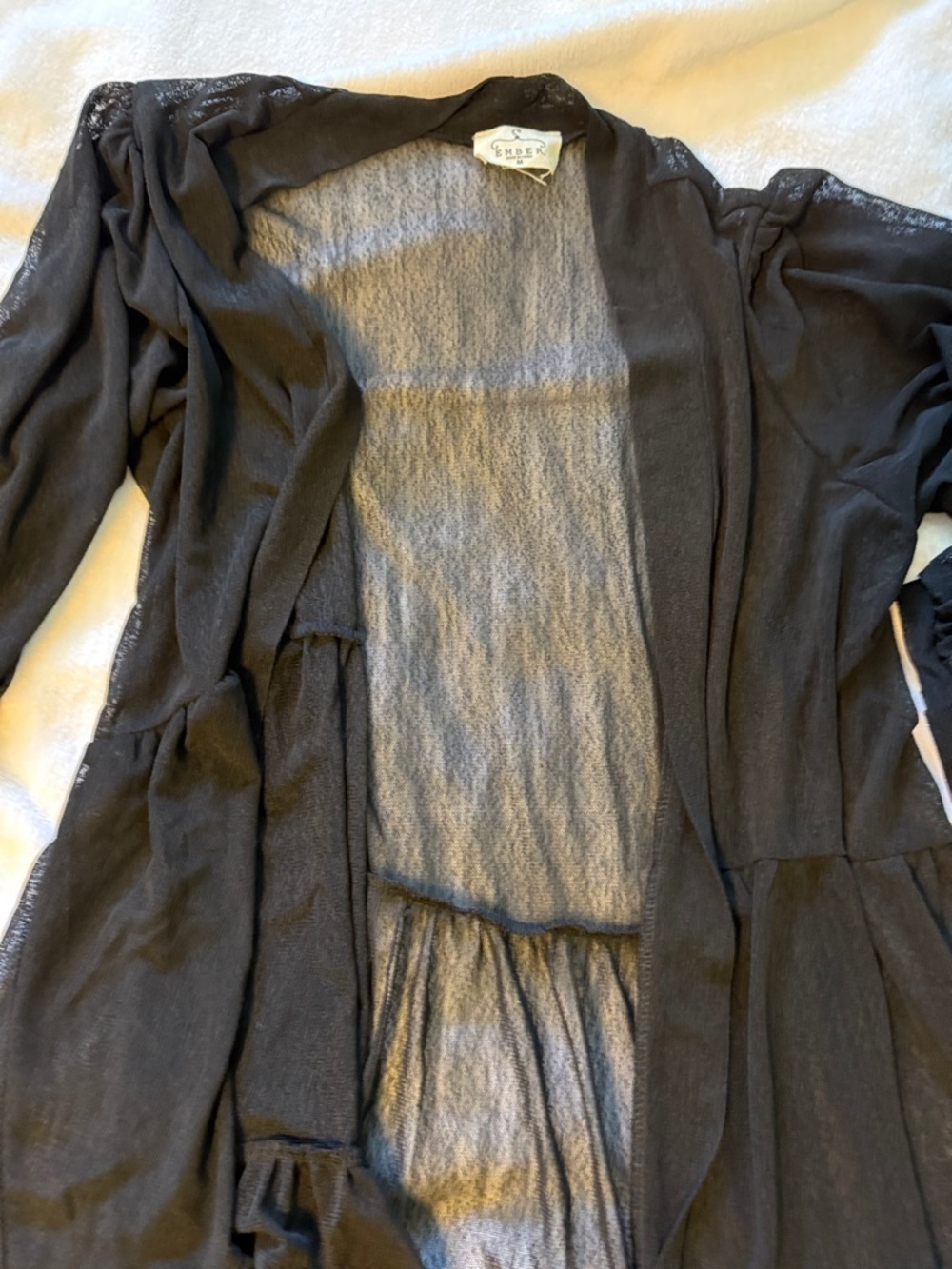 Ember Black Open-Front Lightweight Women's Cardigan